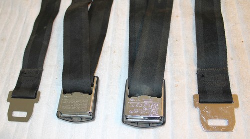 1968 1969 1970 1971 Mustang Mach 1 Shelby Cougar ORIG BLACK REAR SEAT BELTS SET - Picture 9 of 9
