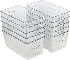 10-Pack Clear Storage Bins with Handles for Kitchen  Pantry Organization