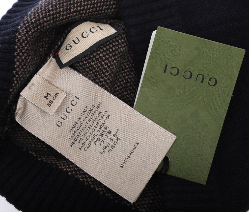 【rate】GUCCI カチューシャ　ネイビー NEW GUCCI NAVY BLUE GG JACQUARD DOUBLE G LOGO CASHMERE