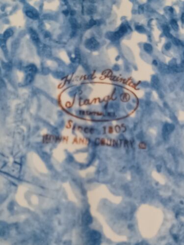 Vintage Stangl Pottery Blue And White Spongeware Town & County Pitcher 9.25" - Picture 8 of 12