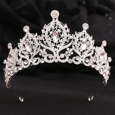 Hochzeit Braut Königin Prinzessin Abschlussball Kristall Blume Blatt Diadem Krone
