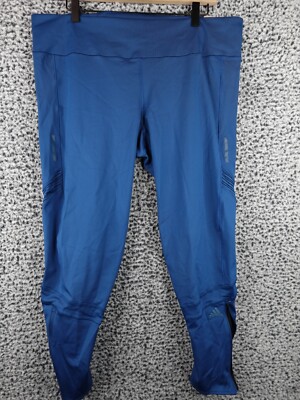 adidas Own The Run Mid Rise Black Long Reflective Athletic running tights NWT