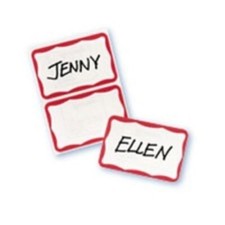 Avery Name Badge Labels Removable Red Border 100/Pk School Office Conference