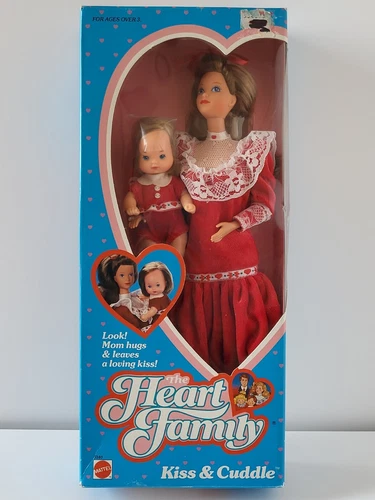 NIB Vintage 1986 Mattel 3140 Heart Family Kiss & Cuddle Mom & Baby Boy Sealed 