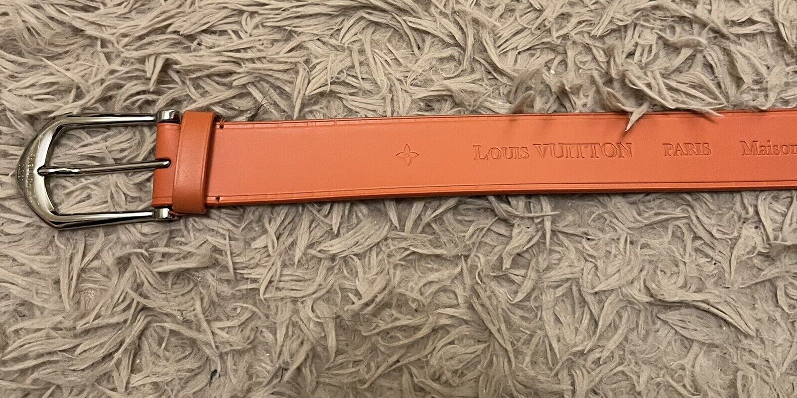 Louis Vuitton Orange Dress Italian leather belt. … - image 1