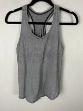 LULULEMON Women’s 4 ‘Love Tank *Pleated’ Tonka Stripe White & Black Racerback