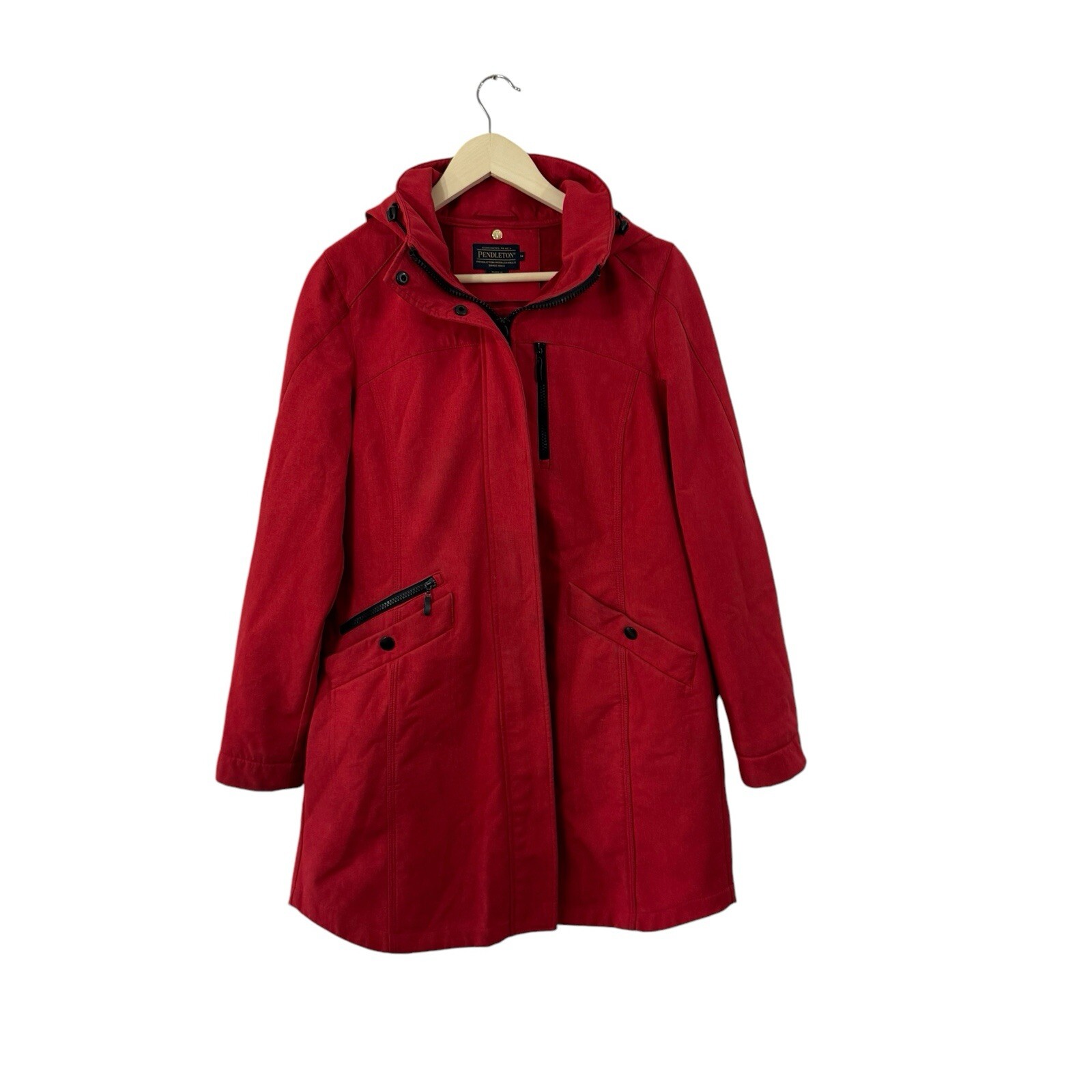 Pendleton Medium Zip Parka Jacket Red Fleece Line… - image 1
