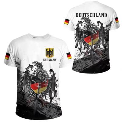 Deutsche Germany Flagge Adler eagle Sports Kurzarm T-Shirt Shirt Polyester