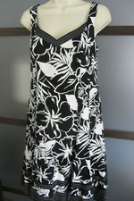 Women’s Nine West Dress Black/White Sleeveless Cotton A-Line V-Neck Size 8