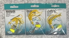 3 Packs Hurricane Fluke Rigs Spin N Glo 2/0 Chartreuse With Yellow Hoochie