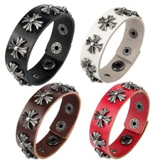 Men Women Spike Studded Rivet Bracelet Punk Goth Biker Wide Leather Wristband
