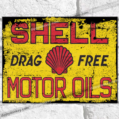 Novelty Gift Garage Shell Motor Oil Retro Metal Plaque/Sign Man Cave