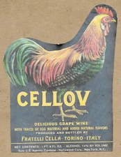 Original Cellov  Delicious Grape Wine Fratelli Cella Torino Italy Bottle Label