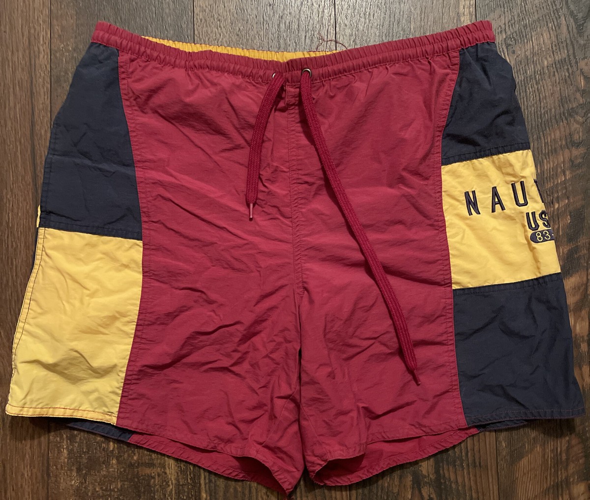 カラーリング◎ 90's nautica swim shorts vintage Vintage NAUTICA Swim Trunks 90s Shorts COLORBLOCK Mens L