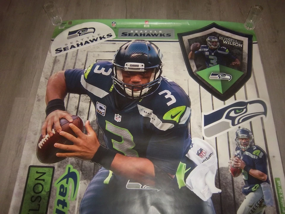 Gráfico de pared Fathead Russell Wilson Seahawks tamaño real Foto 3 de 4