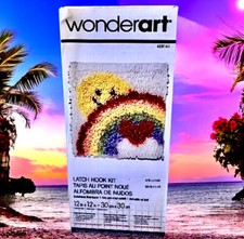 Vintage Carson WonderArt Latch Hook Craft Kit SUNSHINE RAINBOW Smiley Sun New