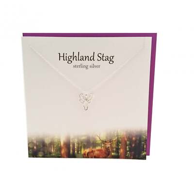 The Silver Studio schottisches Hochland Hirsch Halskette Anhänger Karte & Geschenkset