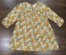ZARA Lightweight Floral Boho Tunic Shift Dress Womens 9 Multi-Colored 3/4 Sleeve
