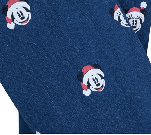 Disney Parks Mickey Mouse Christmas Print Jean Joggers Pant Elastic Pull Up 3X - Picture 3 of 6