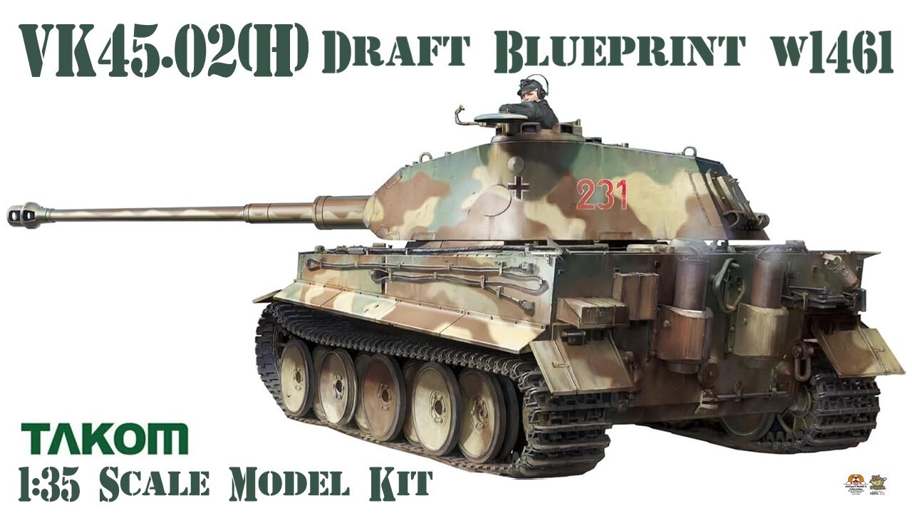 1:35 WWII German VK45.02(H) Draft Blueprint w1461 scale model kit Takom