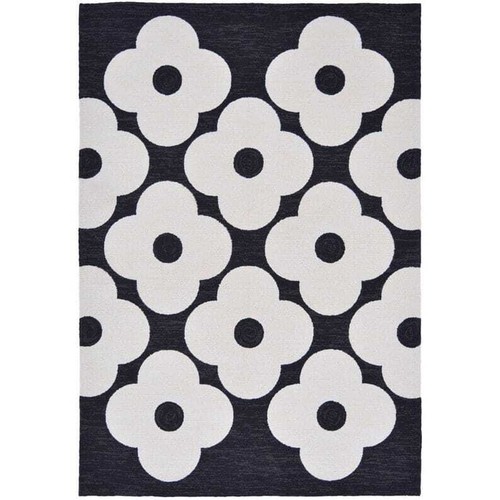 Black &White Floral Hand-Tufted Carpet 100% Wool Area Rug For Bed Room Kids Room - Picture 9 of 13
