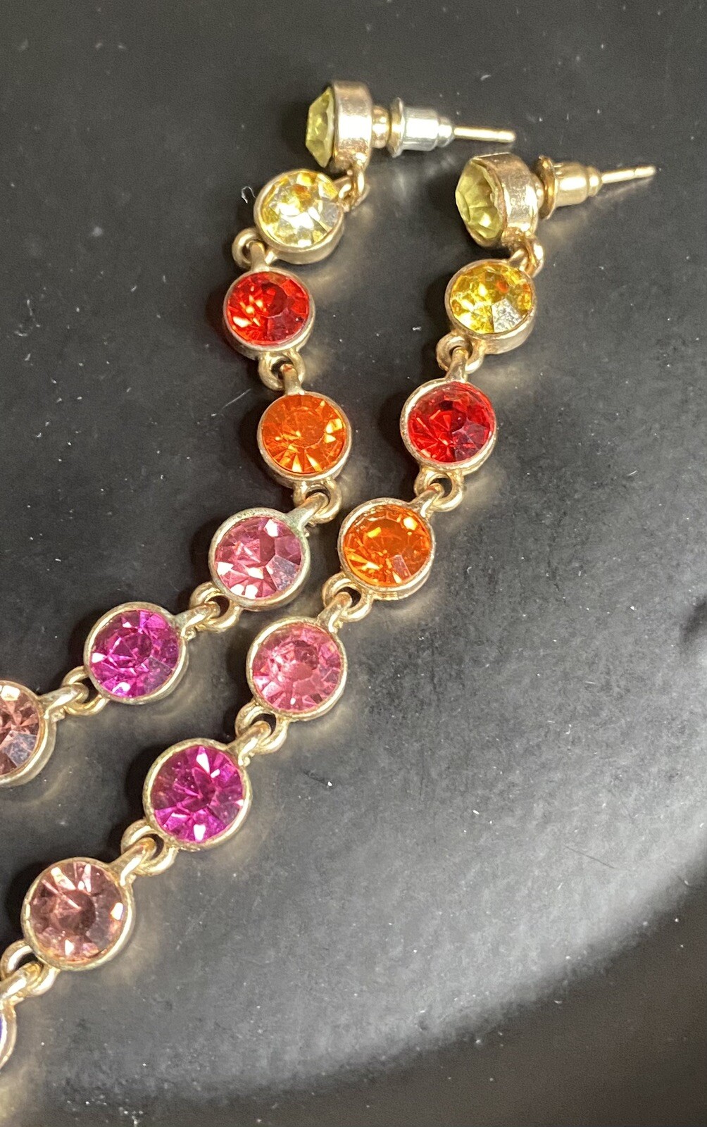 Rainbow Drop Rhinestone Statement Post Earrings D… - image 3