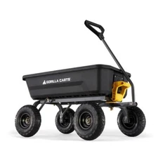 Gorilla Carts Dumping Garden Cart 4 Cu Ft 600 lbs Capacity 10" Pneumatic Tires