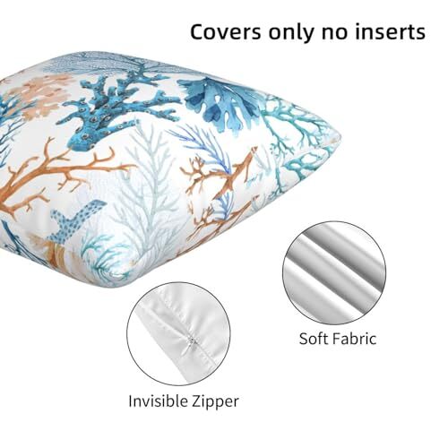 Nautical Coastal Blue Throw Pillow Covers 18x18 Set of 2 Beach Themed Ocean - Picture 4 of 7