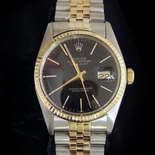 Rolex Datejust Mens 2Tone Stainless Steel & 18K Yellow Gold Jubilee Black 16013