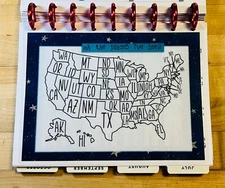US Map Travel Tracker Dashboard Insert 4 use with Classic HAPPY Planner~