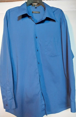 Domani Platinum Label Button Down Dress Shirt Men Neck 16 1/2  SZ 34/35 BLUE