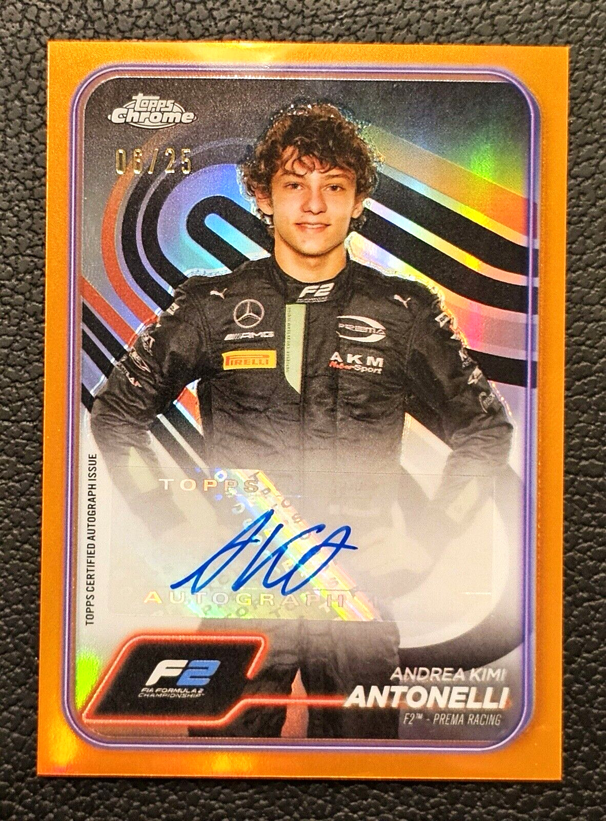 2024 Topps Chrome F1 Andrea Kimi Antonelli Auto Refractor Orange /25 KIMI