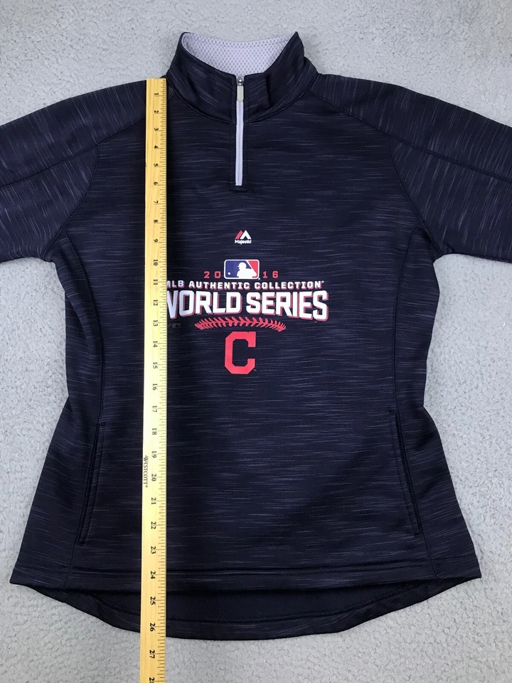 Chicago Cubs Pullover Women's Large Blue 1/4 Zip 2016 World Series MLB Mock Neck - Image 3 of 4