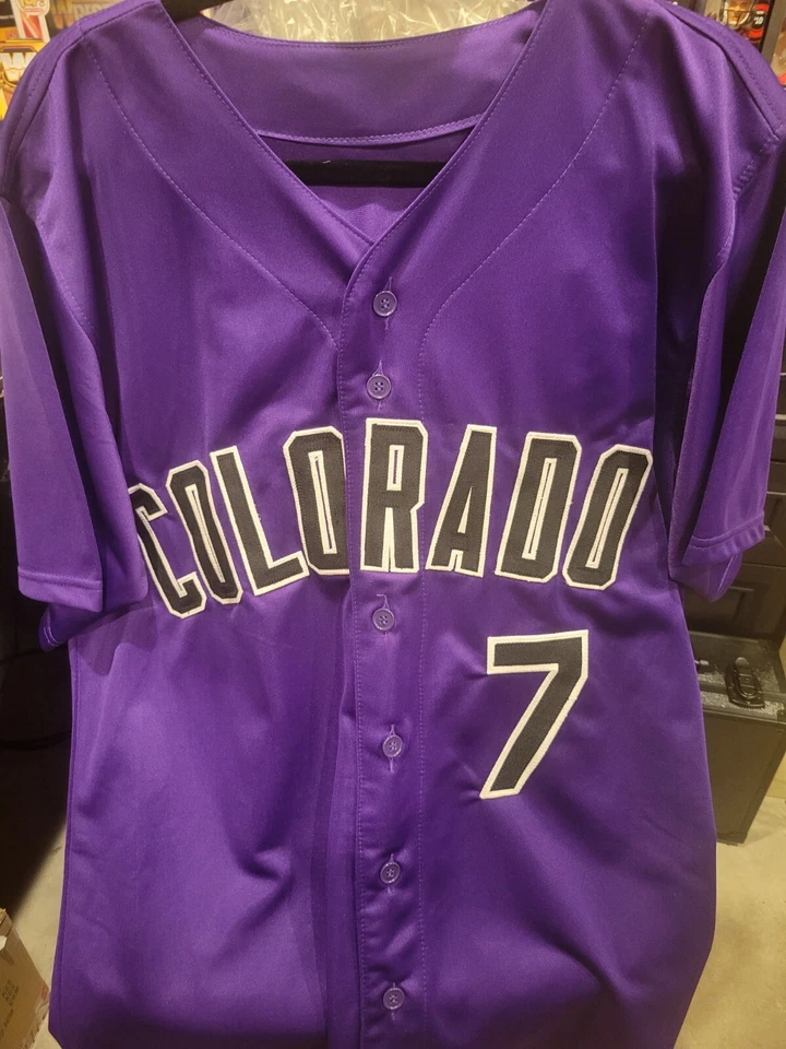 Camiseta de béisbol Brendan Rodgers Colorado Rockies autografiada firmada Beckett Foto 3 de 3