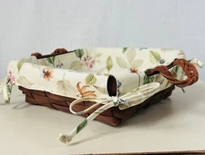 PRETTY!! LONABERGER FLORAL LEAF GARDEN COTTON LINER 9" SQUARE BASKET