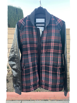 white mountaineering leather plaid jacket