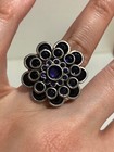 Sorrelli Adjustable Flower Statement ring Vintage estate marked purple Crystal