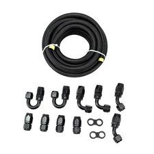 8AN Fuel Line Kit AN8 Nylon Braided Fuel Line Hose Fitting Kit CPE 20FT Fongoff