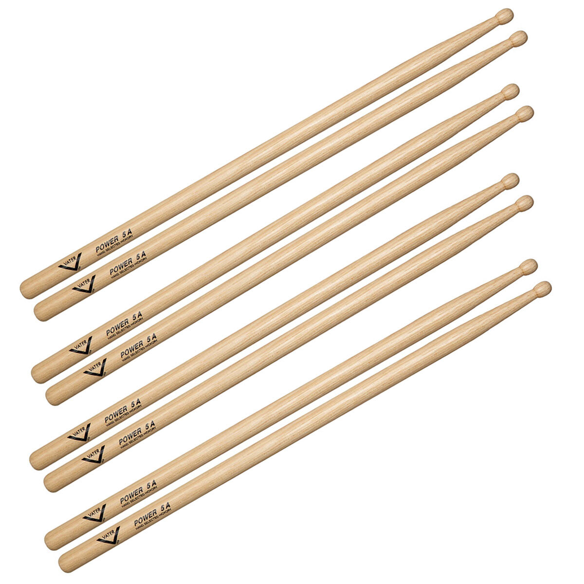 Барабанные палочки с деревянным наконечником Vater Power 5A, 4 пары