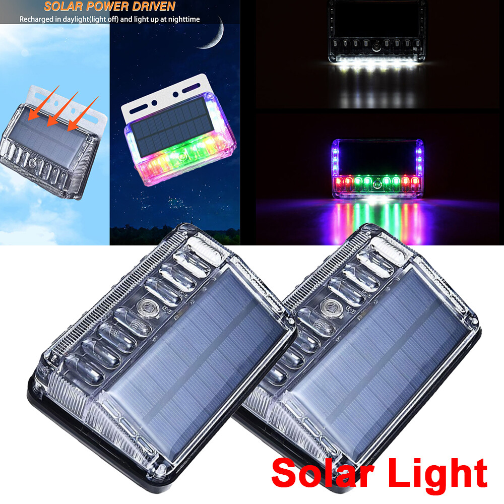 Solar RGB LED Flashing Warning Ground Lights for Trucks Trailers