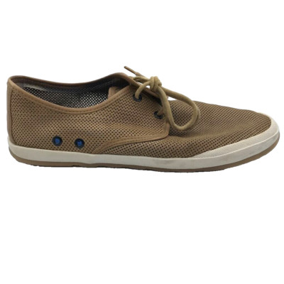 J&M Est 1850 Mens Casual Shoes Walnut Brown Leather 2 Eye Perforated Eyelet 10M