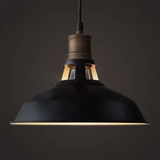 Modern Farmhouse Black Kitchen Pendant Light Metal Barn Shade Hanging Lighting