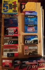 Lot of 25 new Blank Cassette Tapes (3 video) Sony Maxell TDK RCA Memorex 