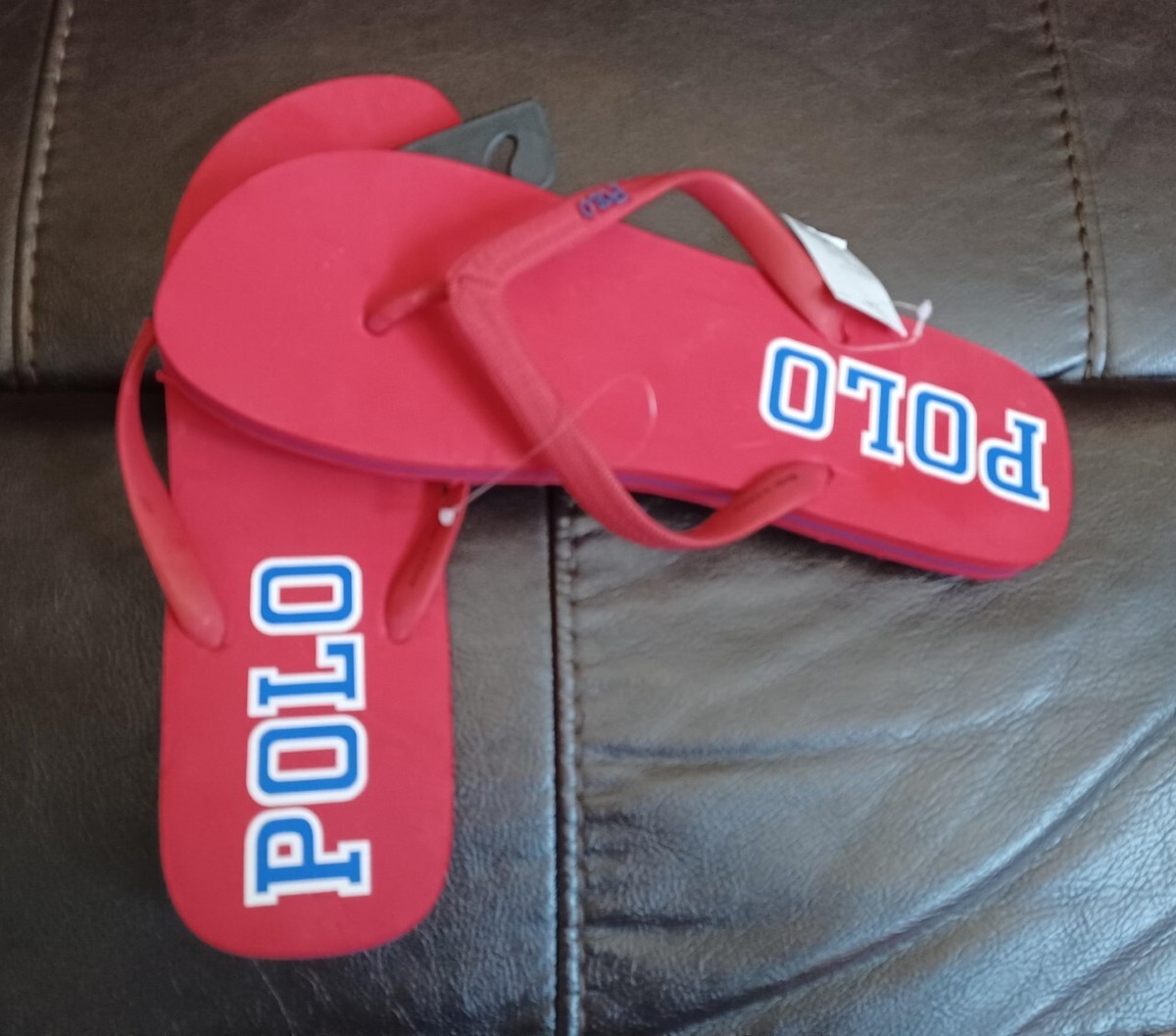 POLO RALPH LAUREN PONY SANDAL FLIP FLOPS SHOES~Red Blue  display picture 3