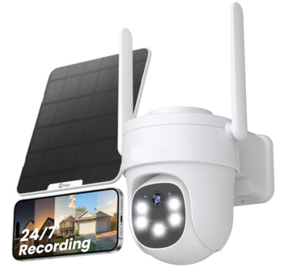 Cámara Solar 2.5K Exterior, Visión Nocturna Color, 138° FOV, IP67, Sin Cables