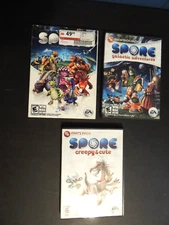 LOT of 3 Spore Games Galactic Adventures WIN MAC Creepy Cute Expansion Pack.