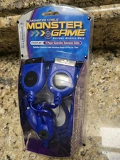 7 FT Controller Blue Monster Cable Cord PlayStation 2 PS2 / 2 Player NEW VTG 
