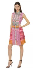 Diane von Furstenberg Colorful Nieves Silk-Twill & Chiffon Dress US Size 2