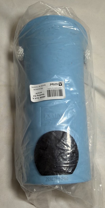 Hard Plastic Sock Aid And Stocking Donner with Easy Grip Handles Light Blue