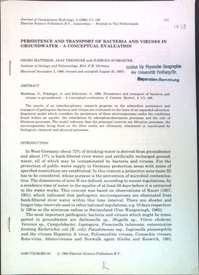 Persistence and transport of bacteria and viruses in groundwater, a concetual ev